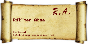 Römer Absa névjegykártya